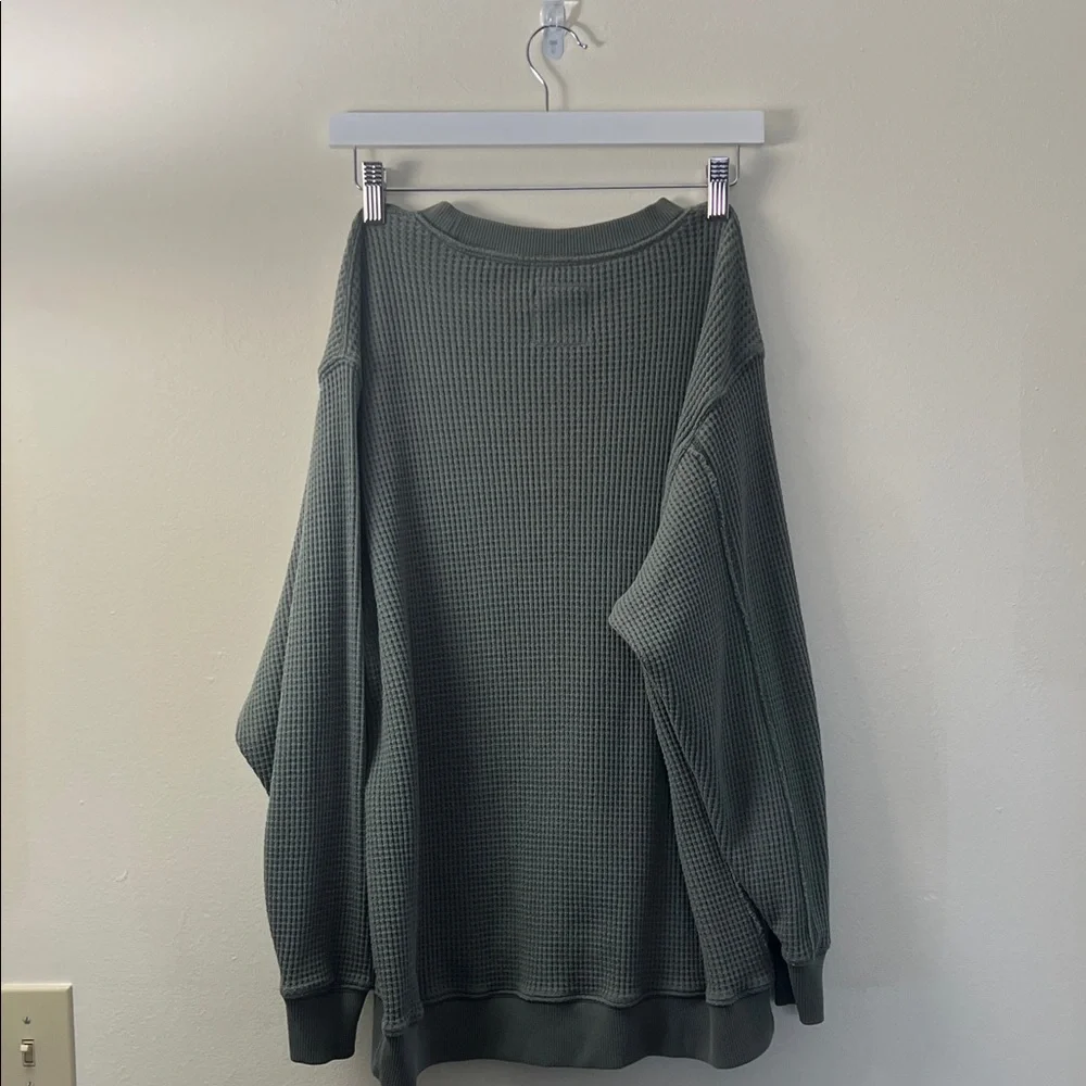 Aerie Olive Crewneck Waffle knit Sweater - Picture 3 of 3